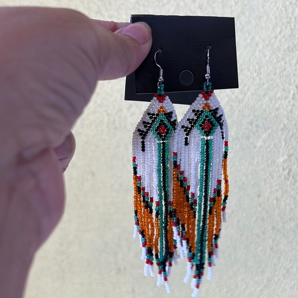 Jewelry - Native American Earrings.  Beautiful beads. Beautiful colors. Long